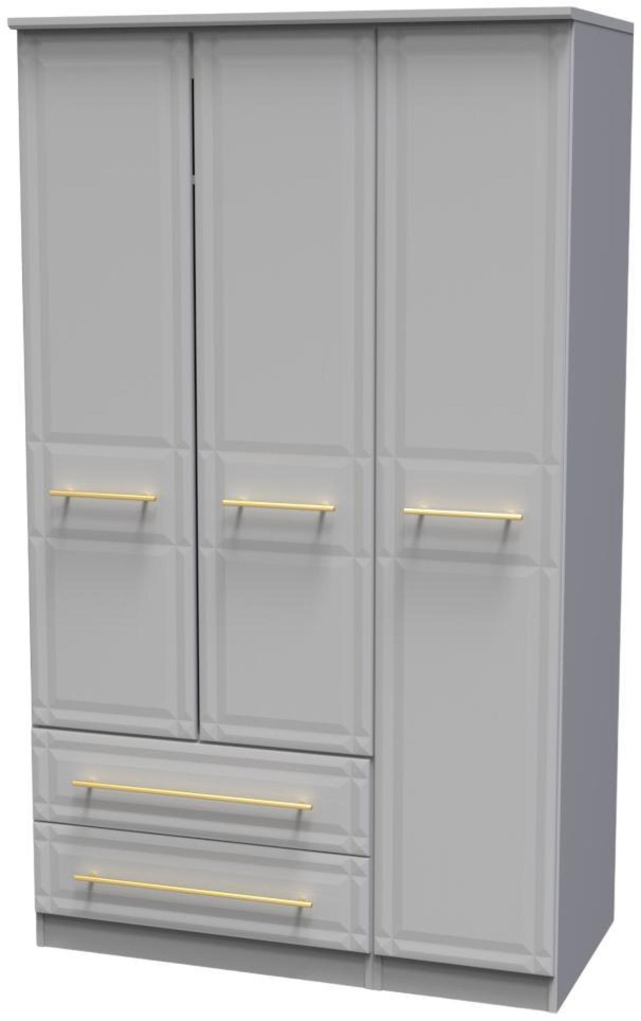 Faye Wardrobe - 3 Door - Triple - LHF 2 Drawers - Grey Ash