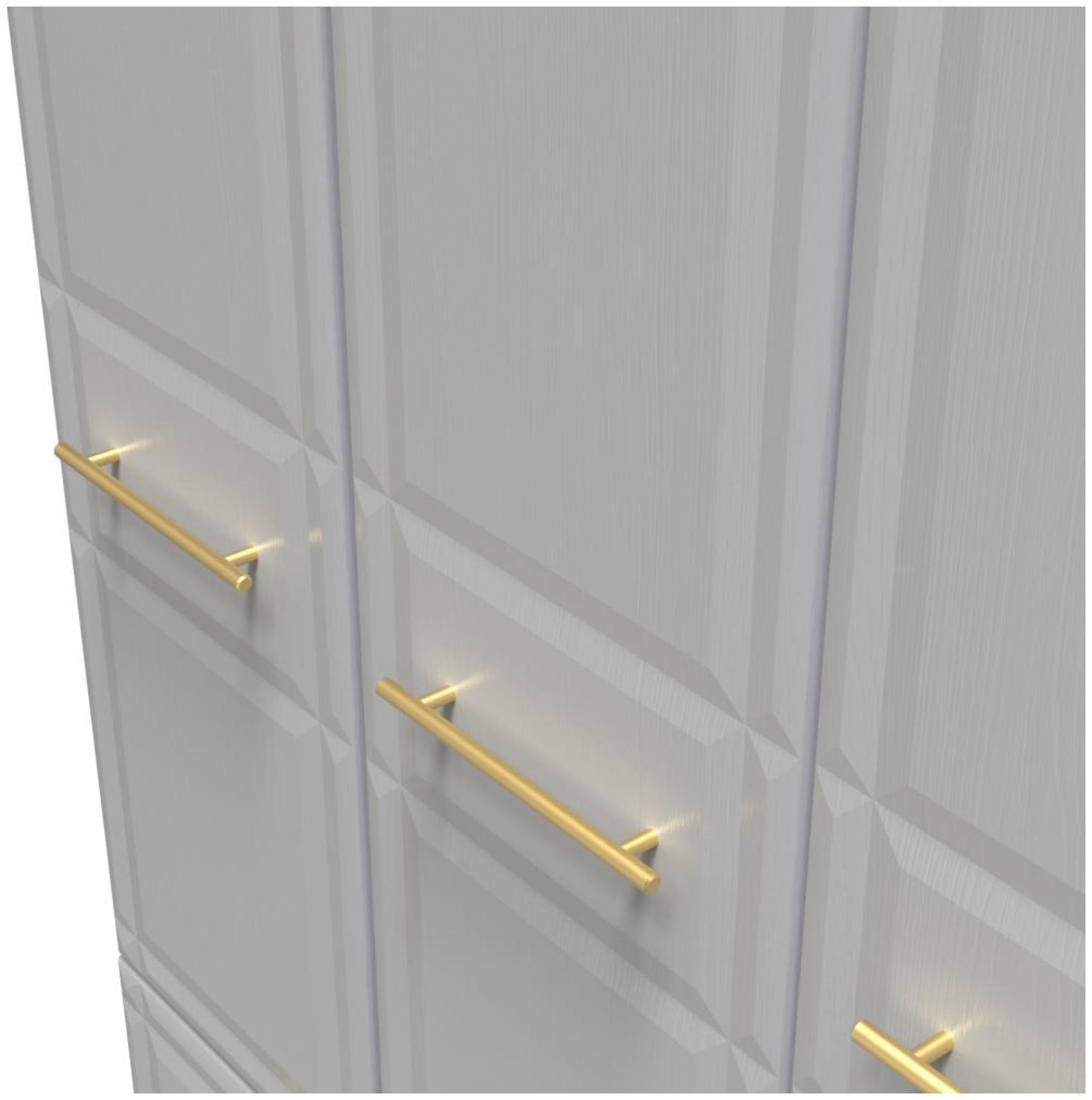 Faye Wardrobe - 3 Door - Triple - LHF 2 Drawers - Grey Ash