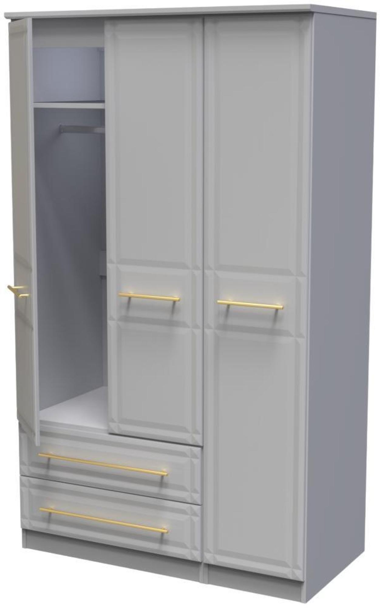 Faye Wardrobe - 3 Door - Triple - LHF 2 Drawers - Grey Ash