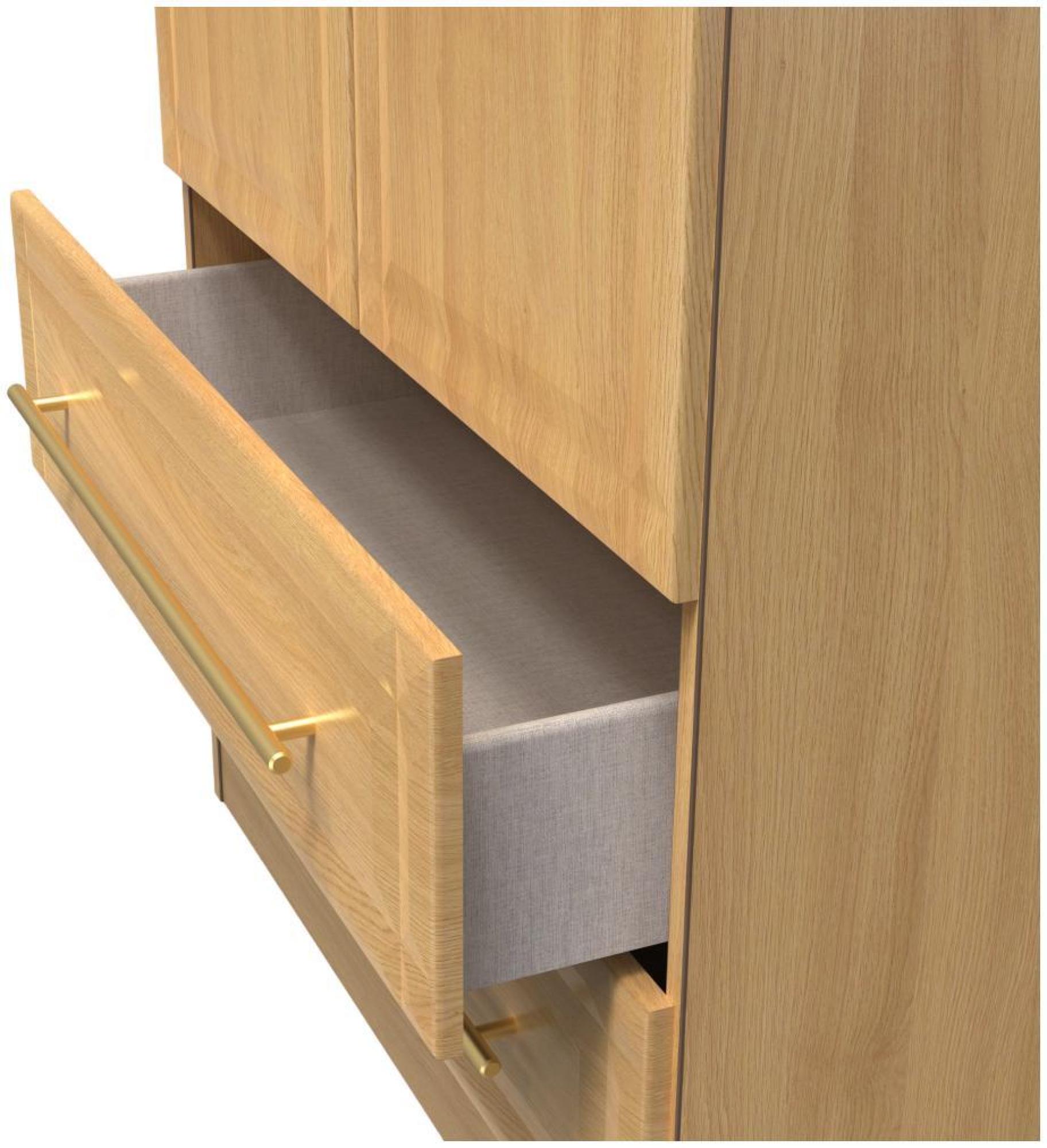 Faye Wardrobe - 2 Door - 2 Drawer - Double - Oak