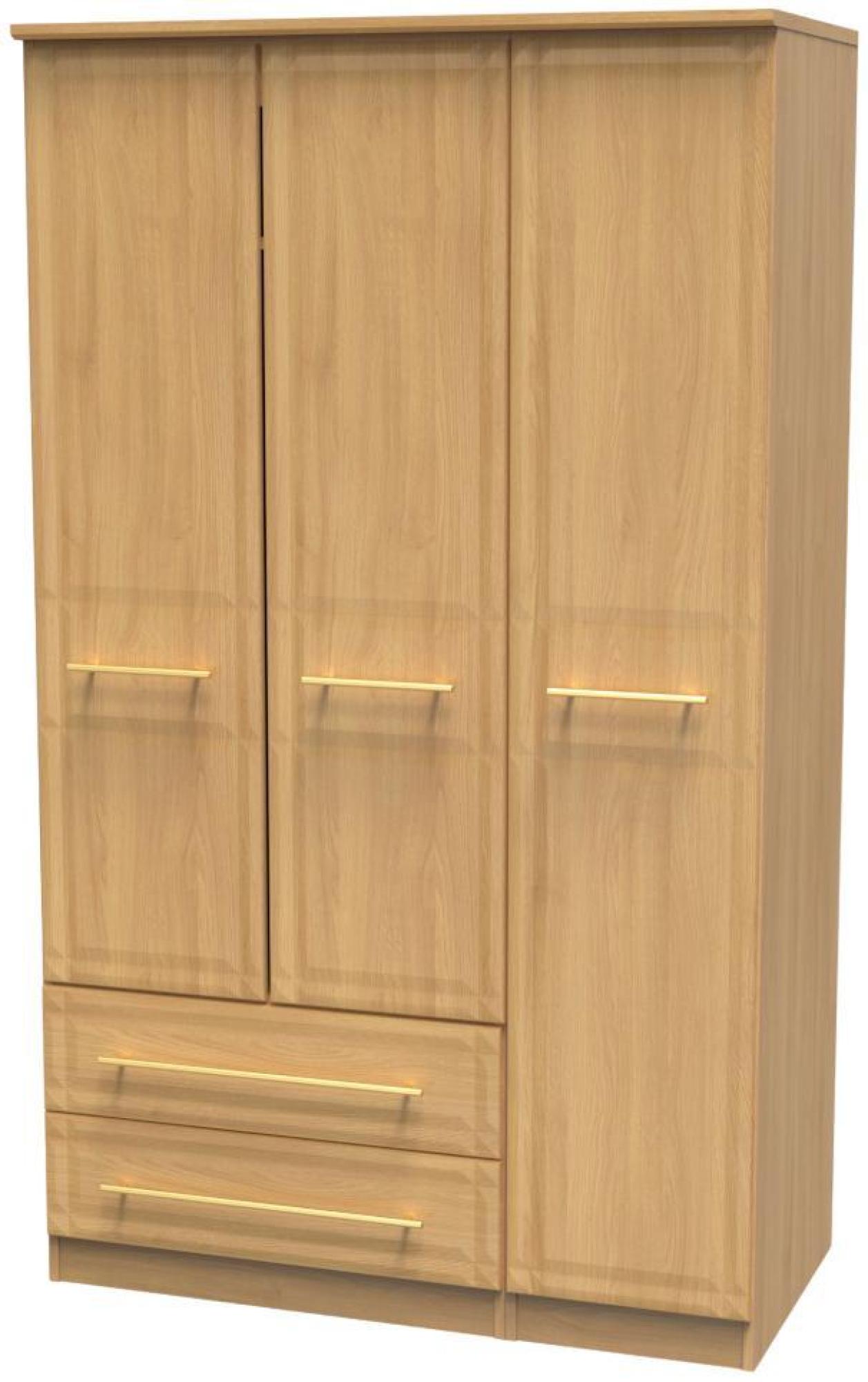 Faye Wardrobe - 3 Door - Triple - LHF 2 Drawers - Oak