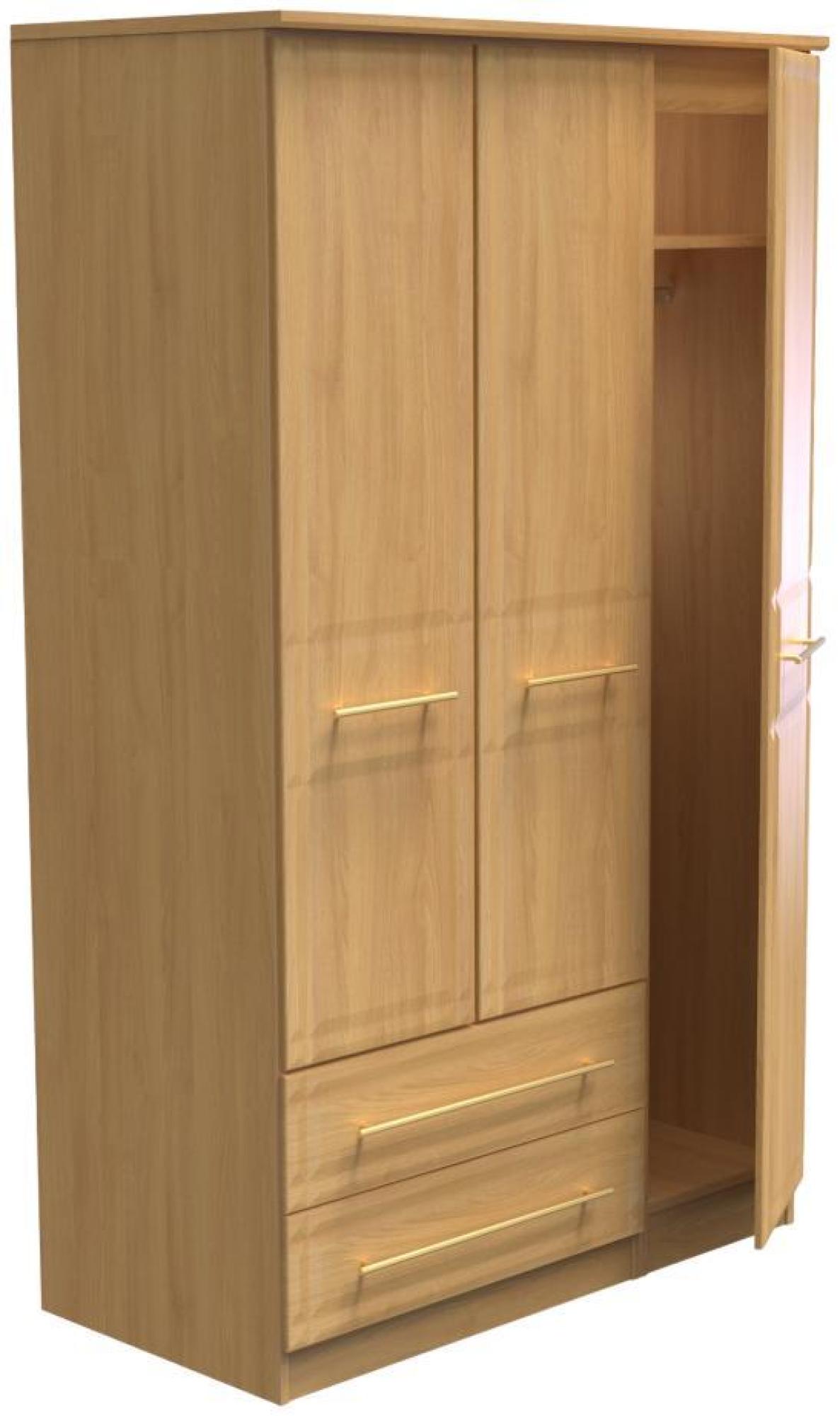 Faye Wardrobe - 3 Door - Triple - LHF 2 Drawers - Oak