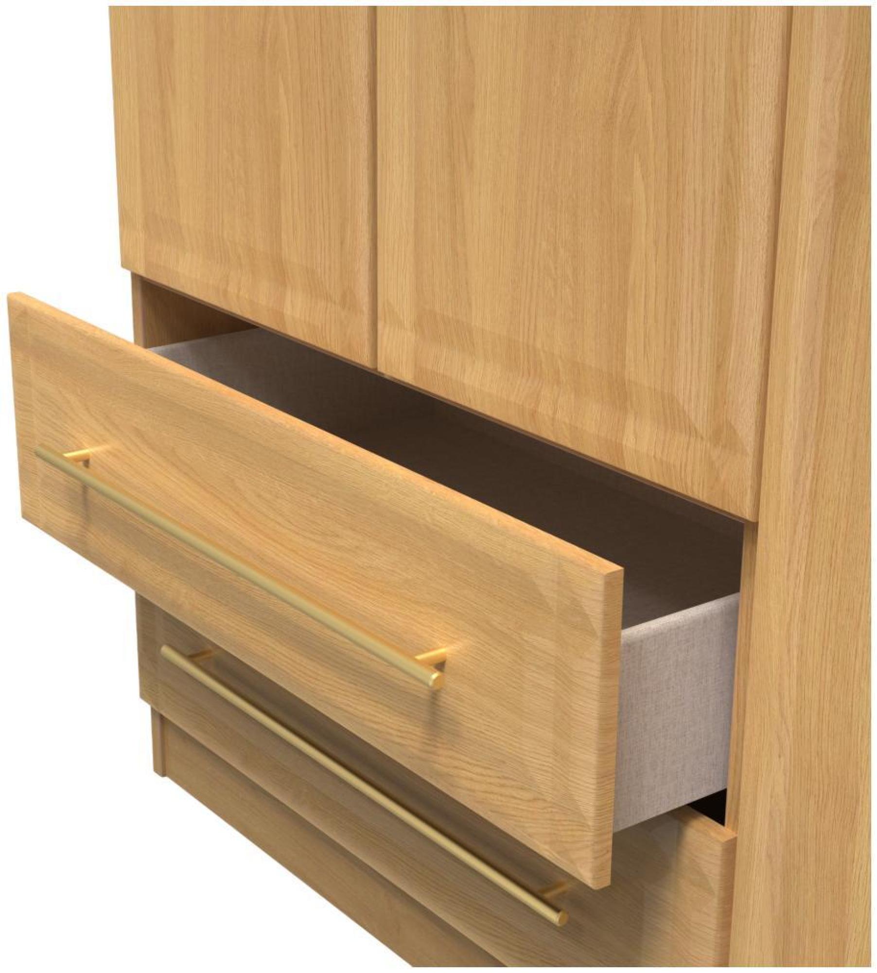Faye Wardrobe - 3 Door - Triple - LHF 2 Drawers - Oak