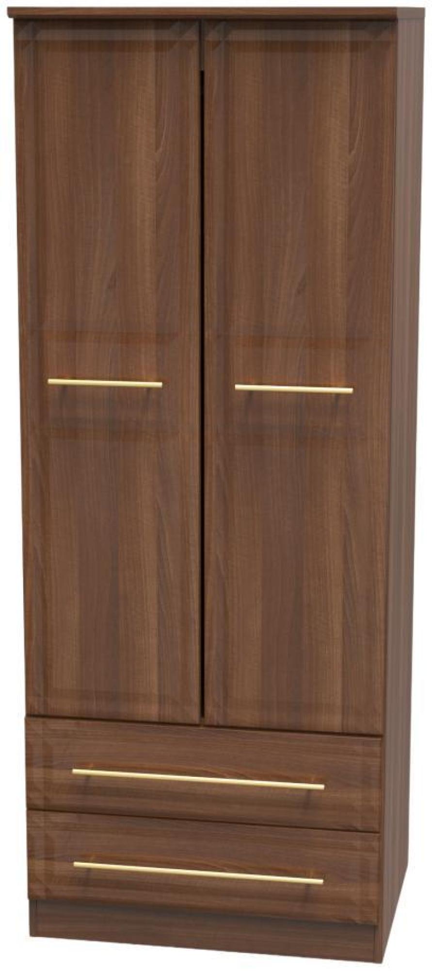 Faye Wardrobe - 2 Door - 2 Drawer - Double - Walnut