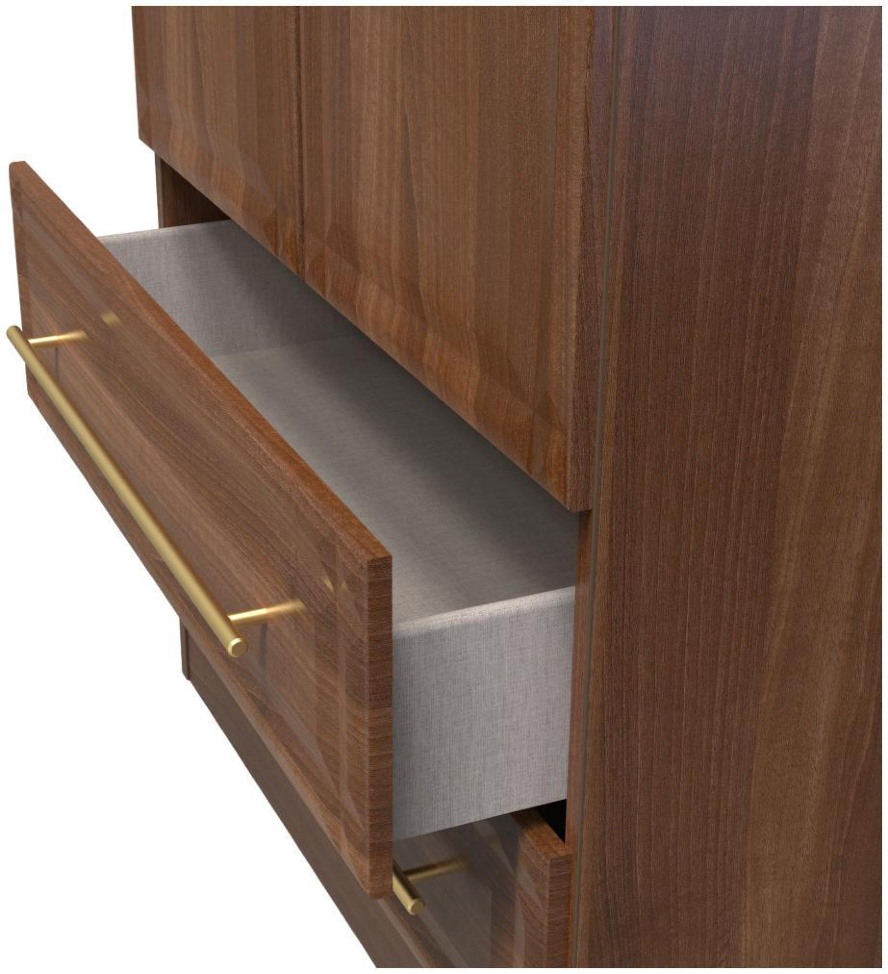 Faye Wardrobe - 2 Door - 2 Drawer - Double - Walnut