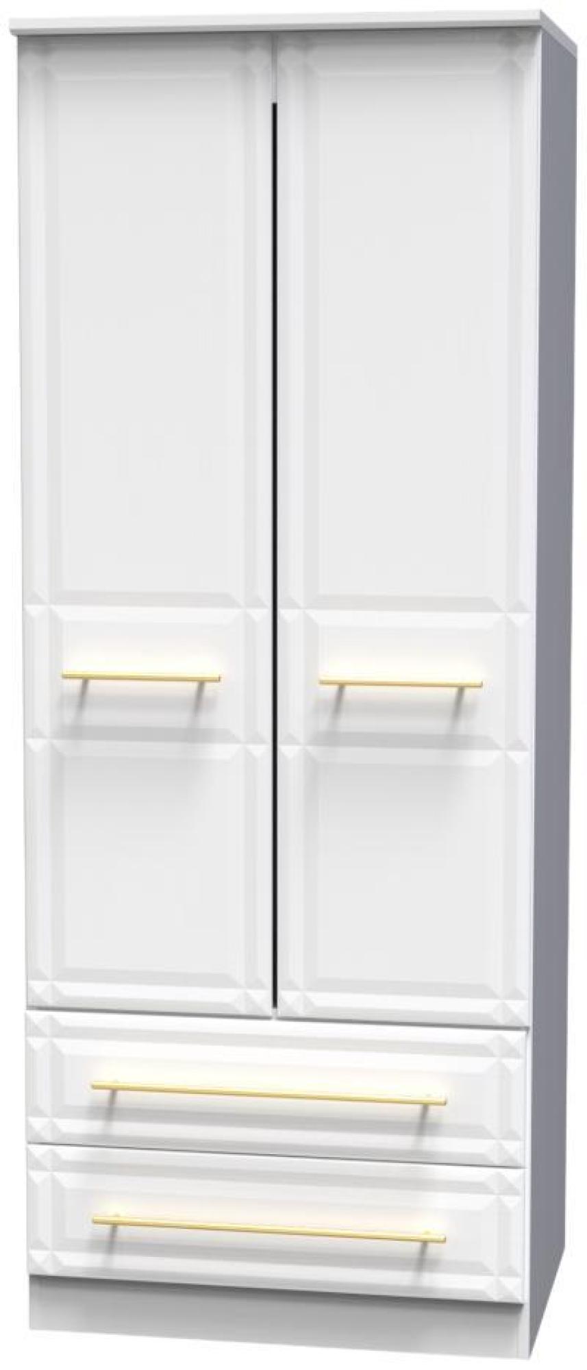 Faye Wardrobe - 2 Door - 2 Drawer - Double - White