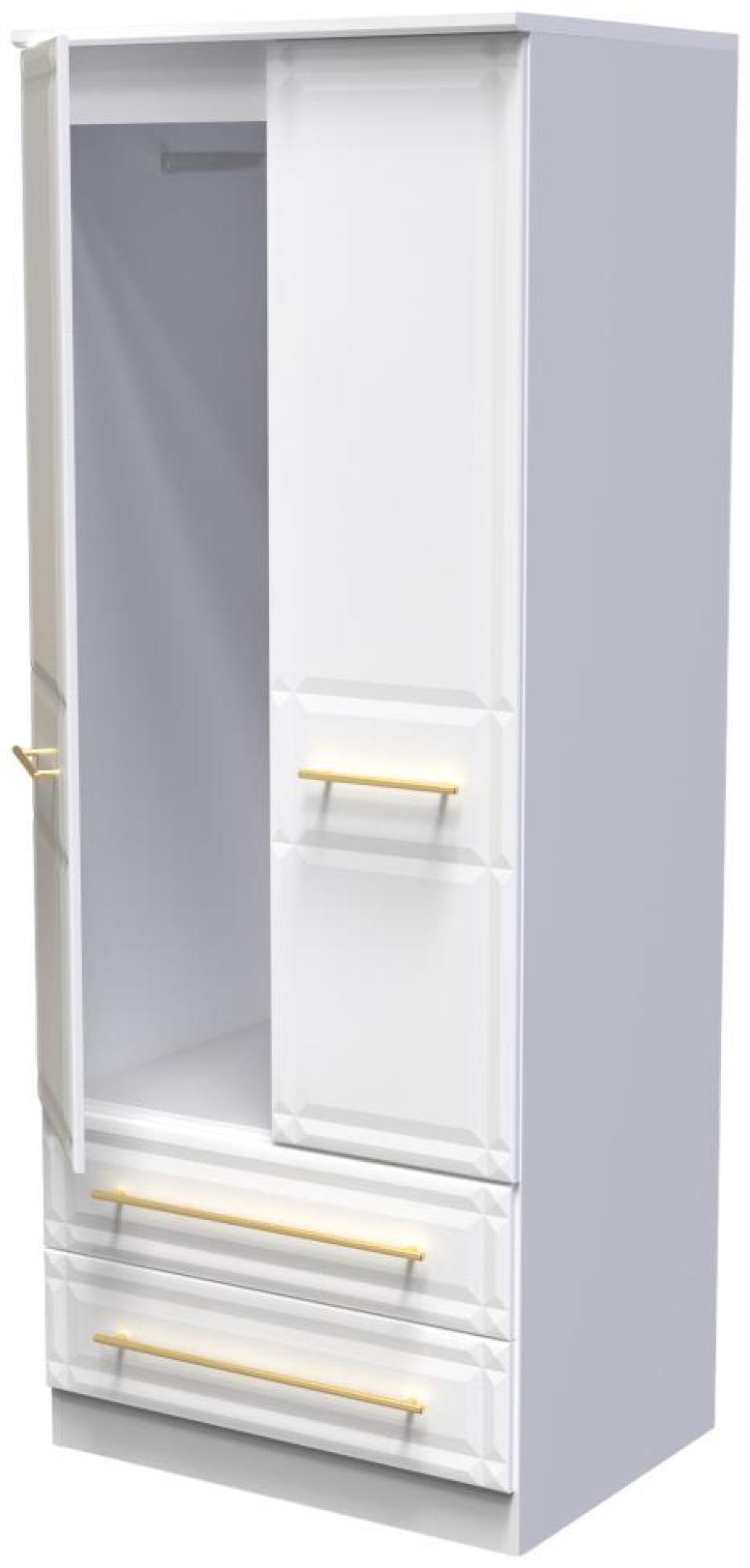 Faye Wardrobe - 2 Door - 2 Drawer - Double - White