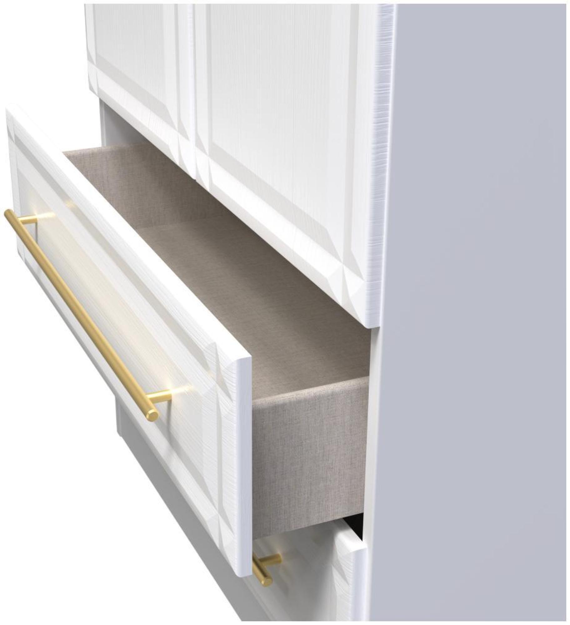 Faye Wardrobe - 2 Door - 2 Drawer - Double - White