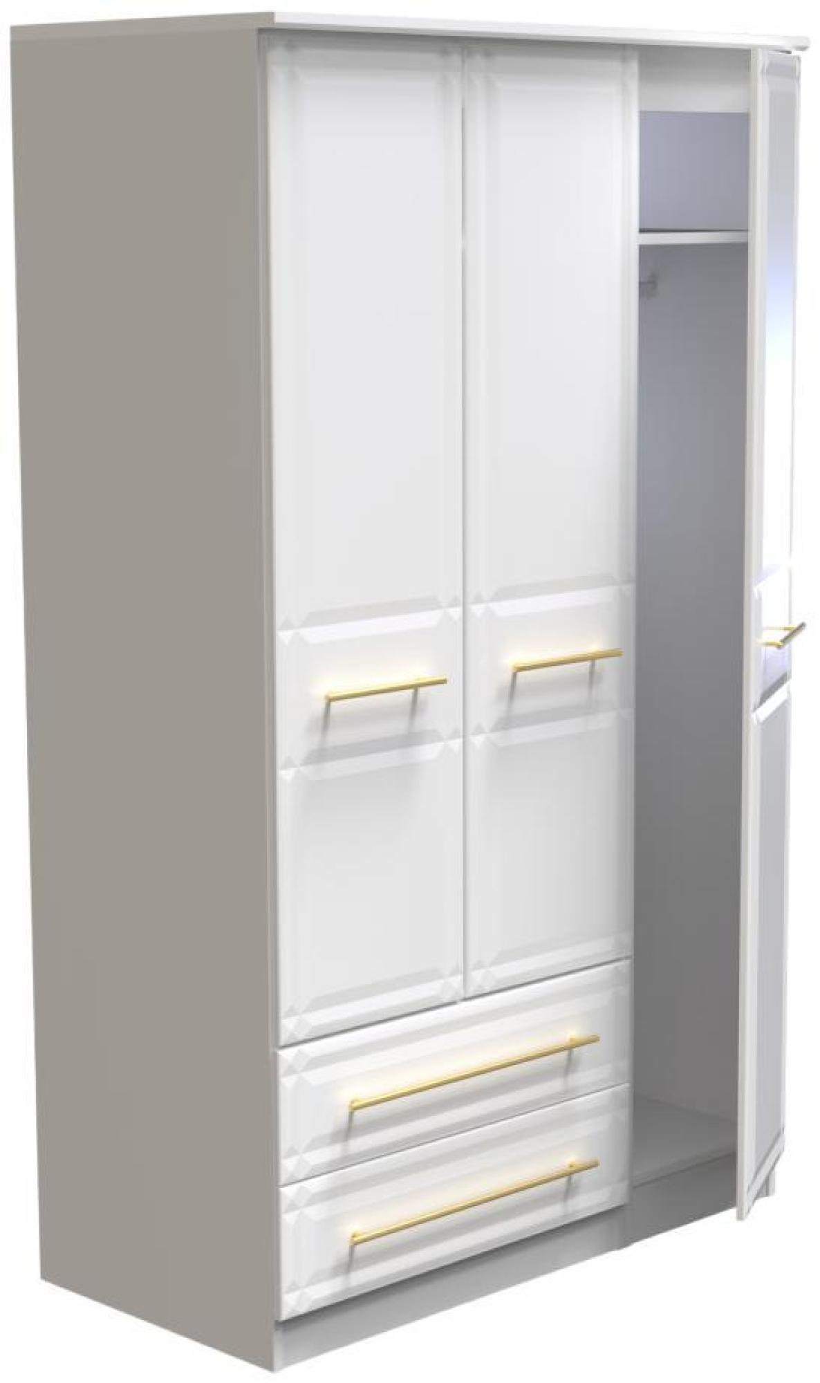 Faye Wardrobe - 3 Door - LHF 2 Drawers - Triple - White