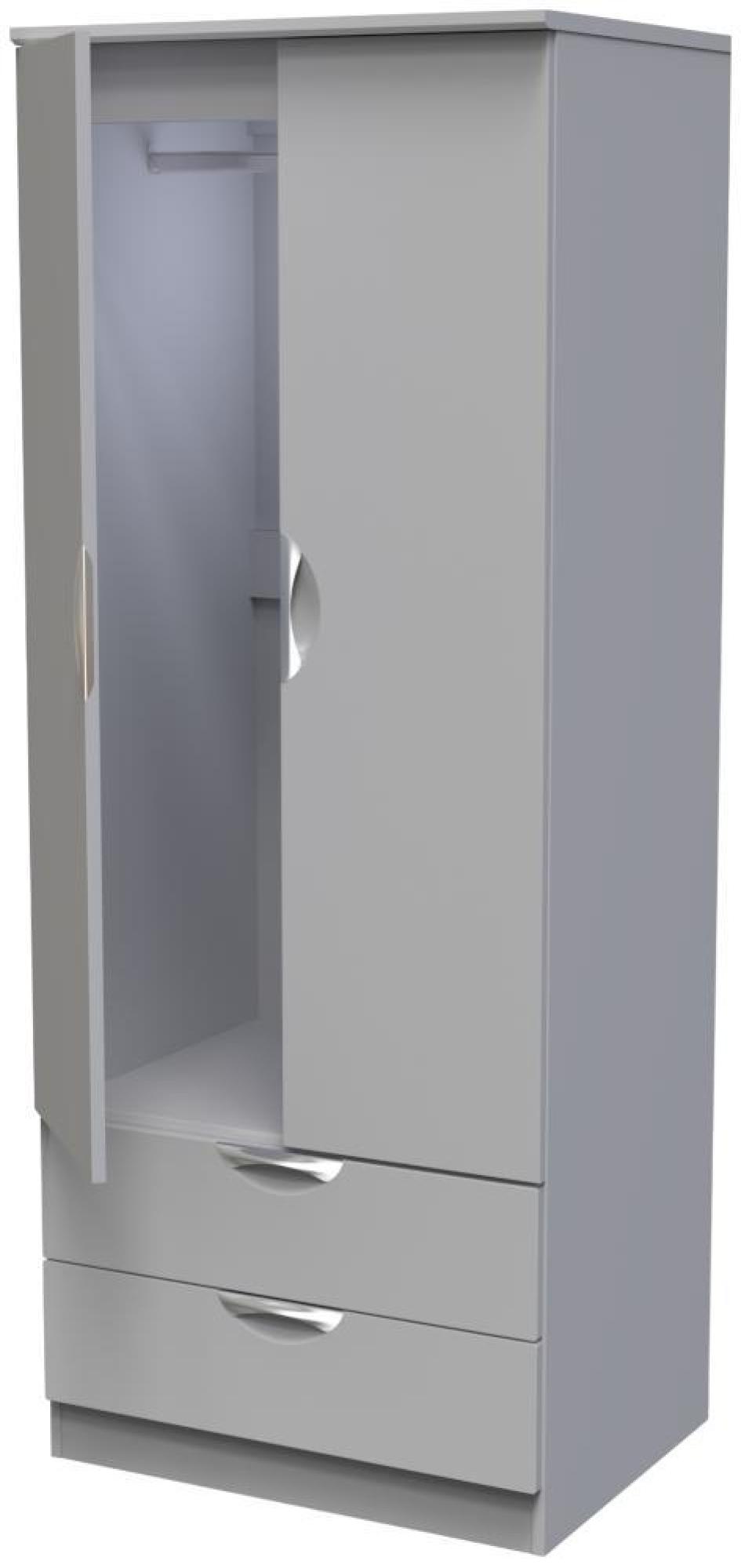 Flora Wardrobe - 2 Door - 2 Drawer - Double - Grey