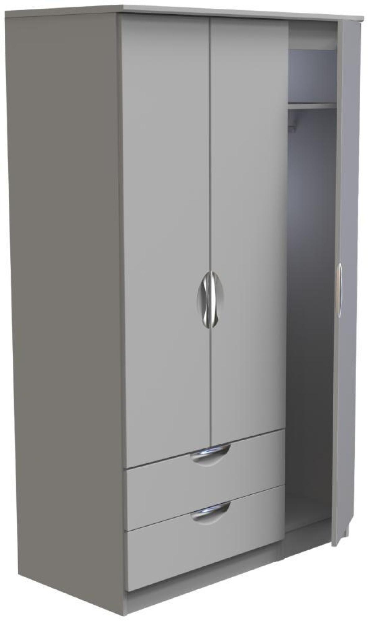 Flora Wardrobe - 3 Door - LHF 2 Drawers - Triple - Grey