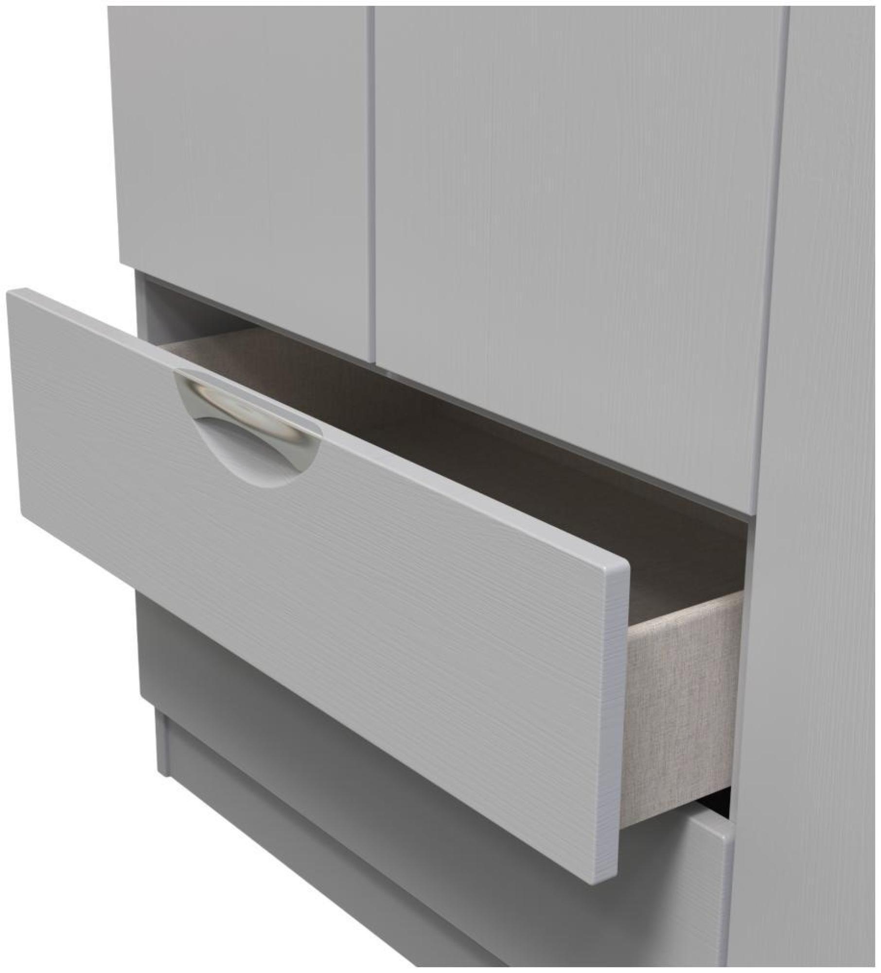Flora Wardrobe - 3 Door - LHF 2 Drawers - Triple - Grey Ash