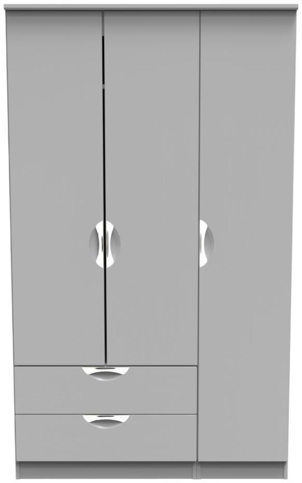 Flora Grey Ash 3 Door Triple Wardrobe - LHF 2 Drawers