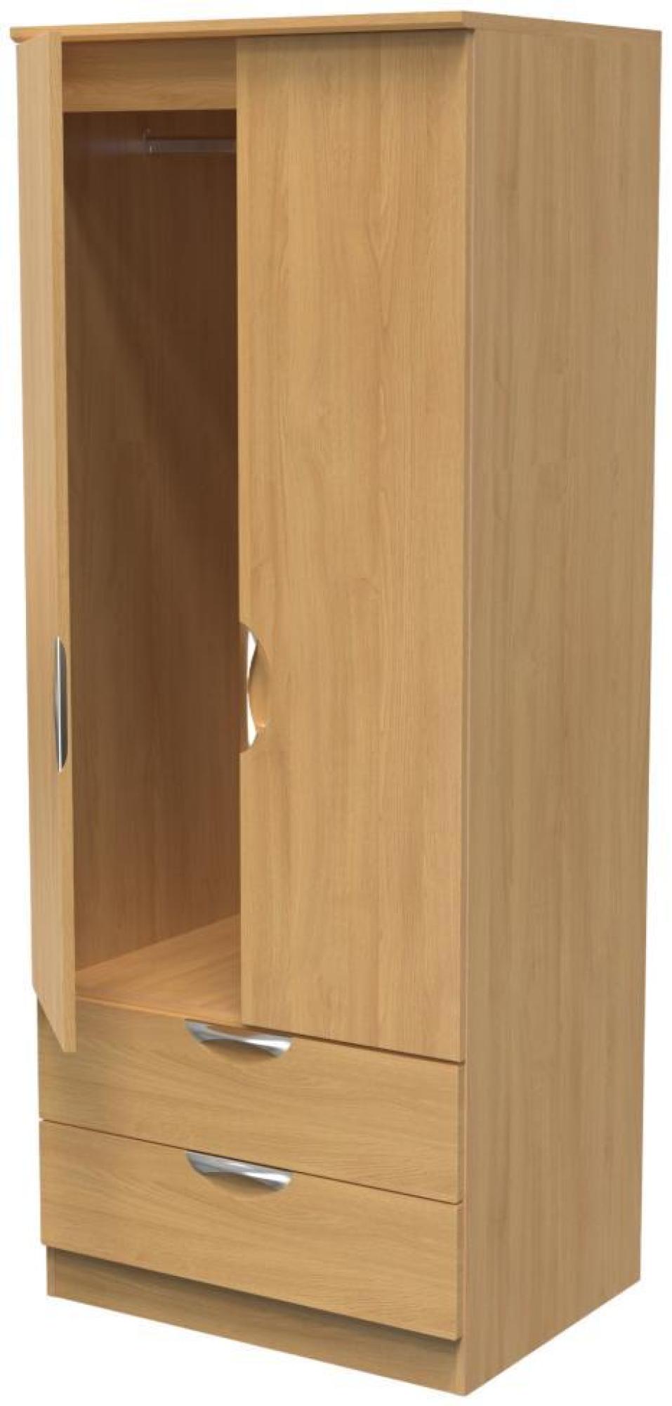 Flora Wardrobe - 2 Door - 2 Drawer Double - Oak