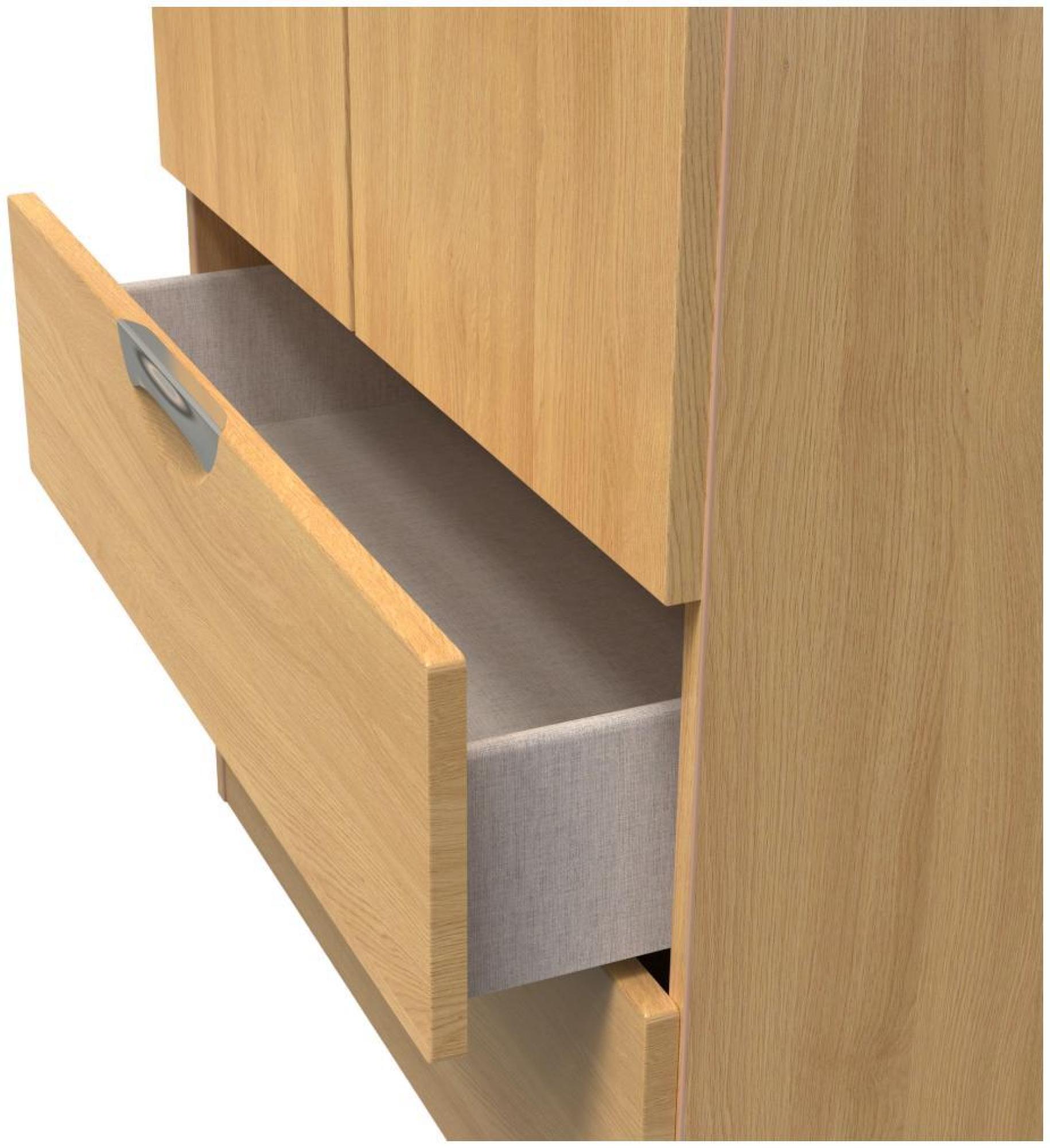 Flora Wardrobe - 2 Door - 2 Drawer Double - Oak