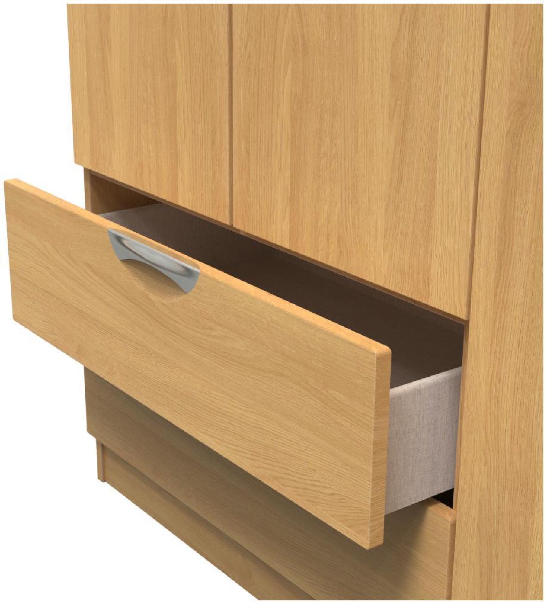 Flora Wardrobe - 3 Door - LHF 2 Drawers - Triple - Oak