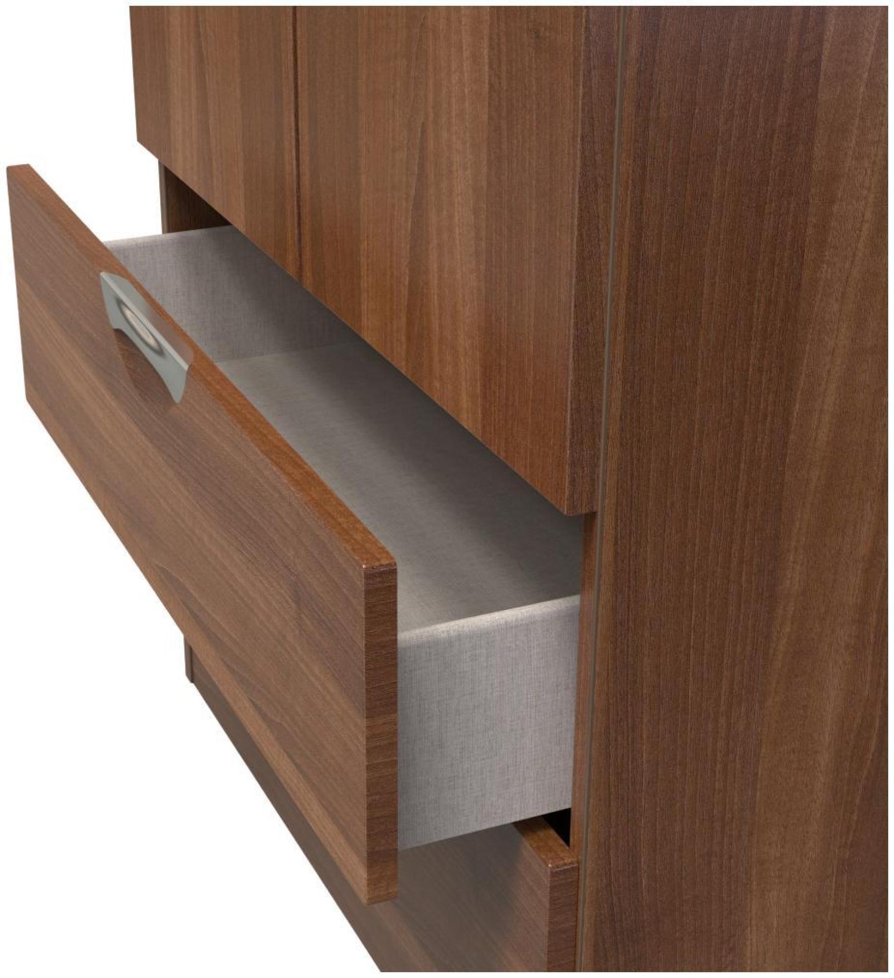 Flora Wardrobe - 2 Door - 2 Drawer - Double - Walnut