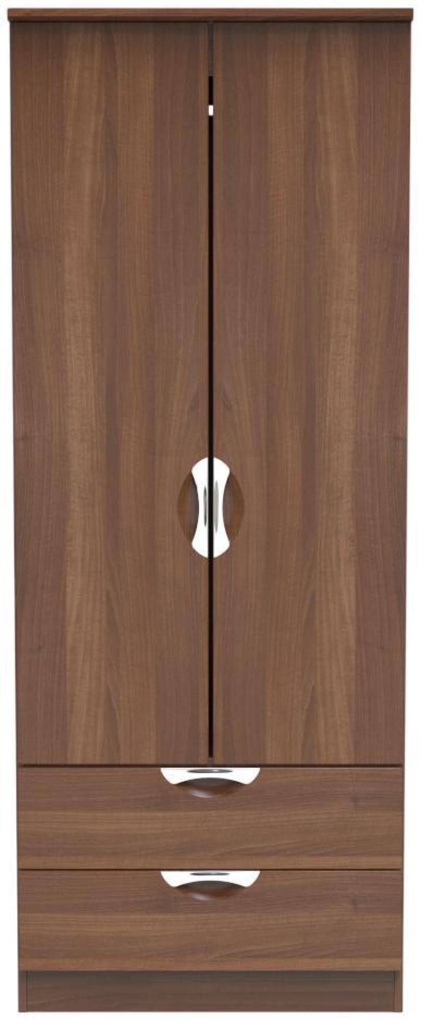 Flora Walnut Effect 2 Door 2 Drawer Double Wardrobe