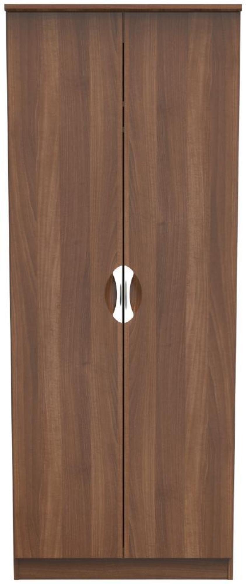 Flora Walnut Effect 2 Door Plain Tall Wardrobe