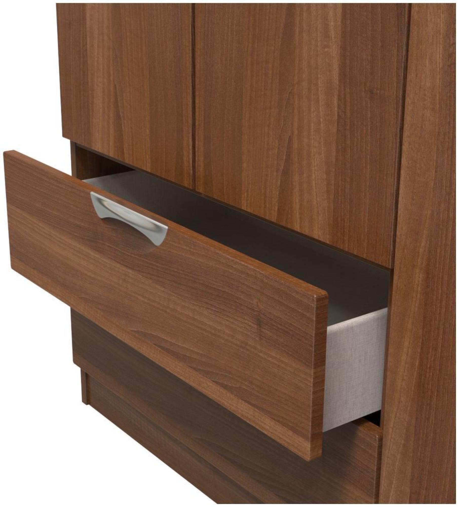 Flora Wardrobe - 3 Door - LHF 2 Drawers - Triple - Walnut