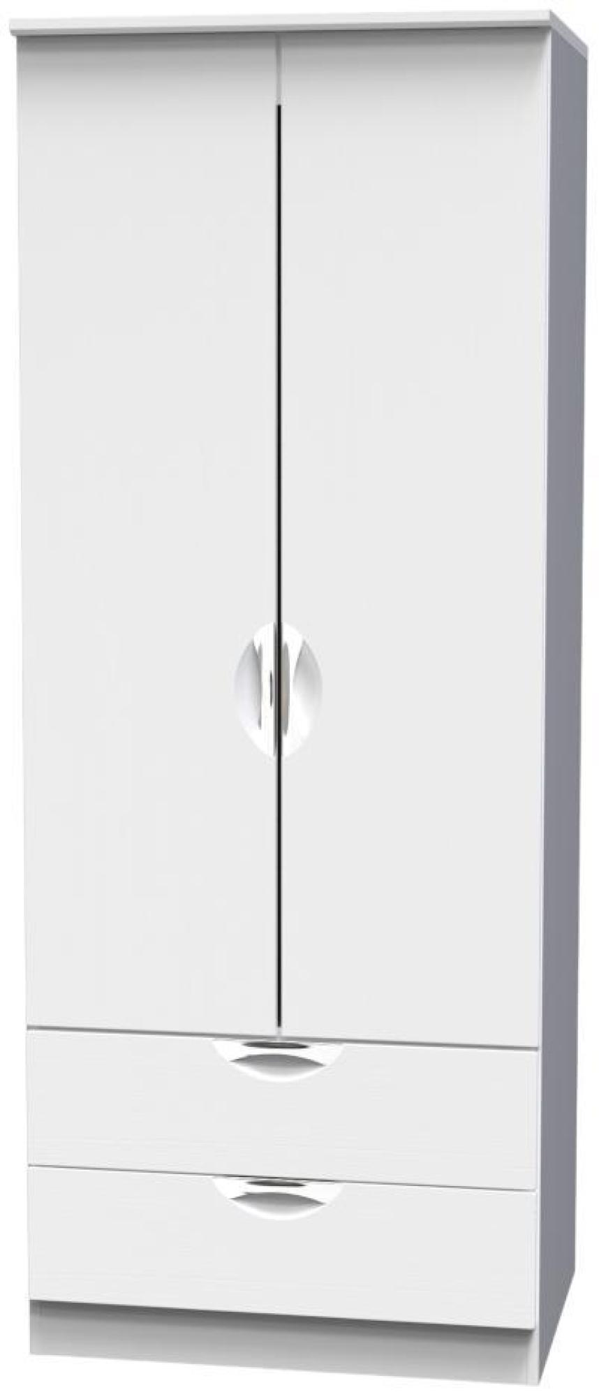 Flora Wardrobe - 2 Door - 2 Drawer - Double - White