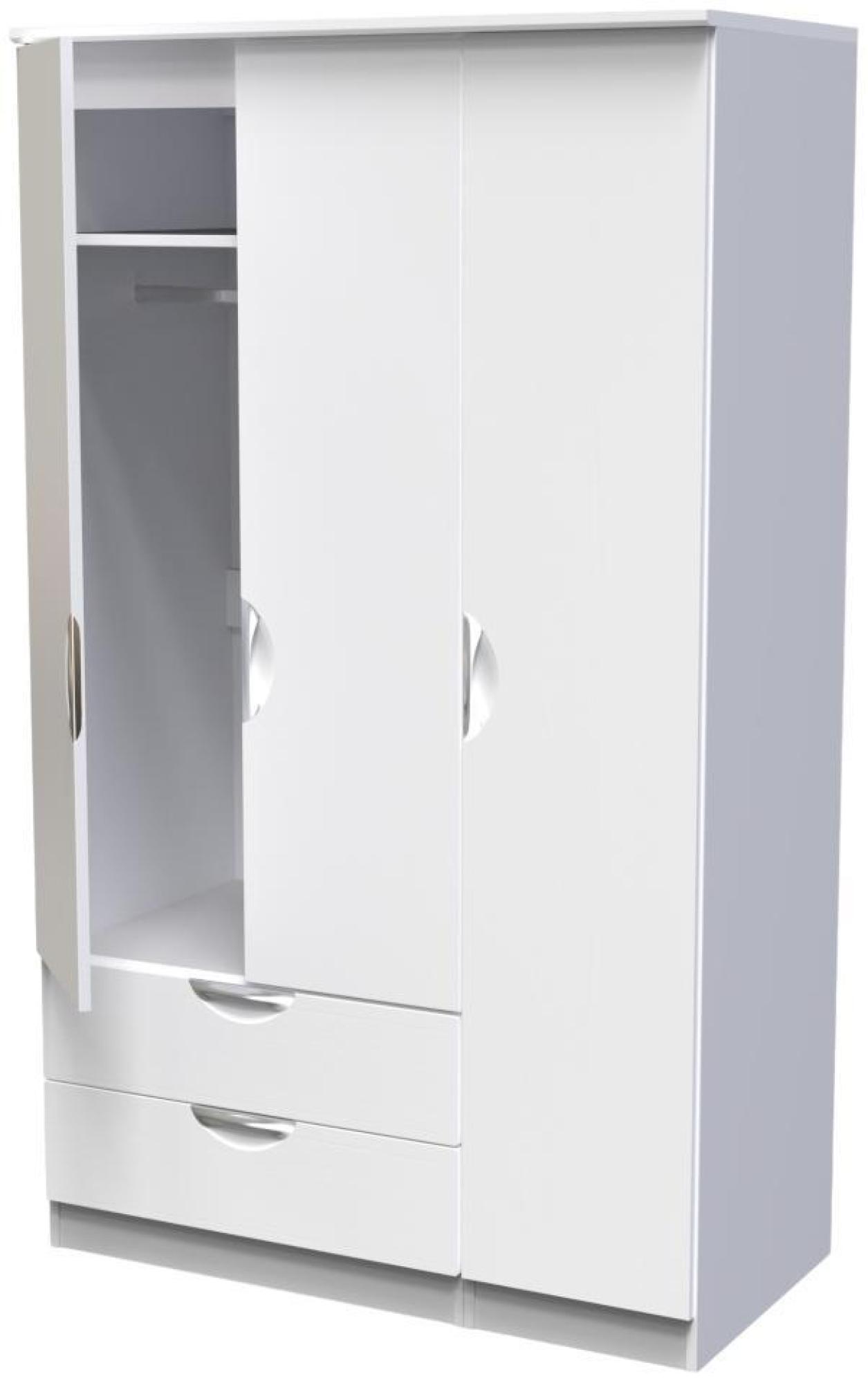 Flora Wardrobe - 3 Door - LHF 2 Drawers - Triple - White