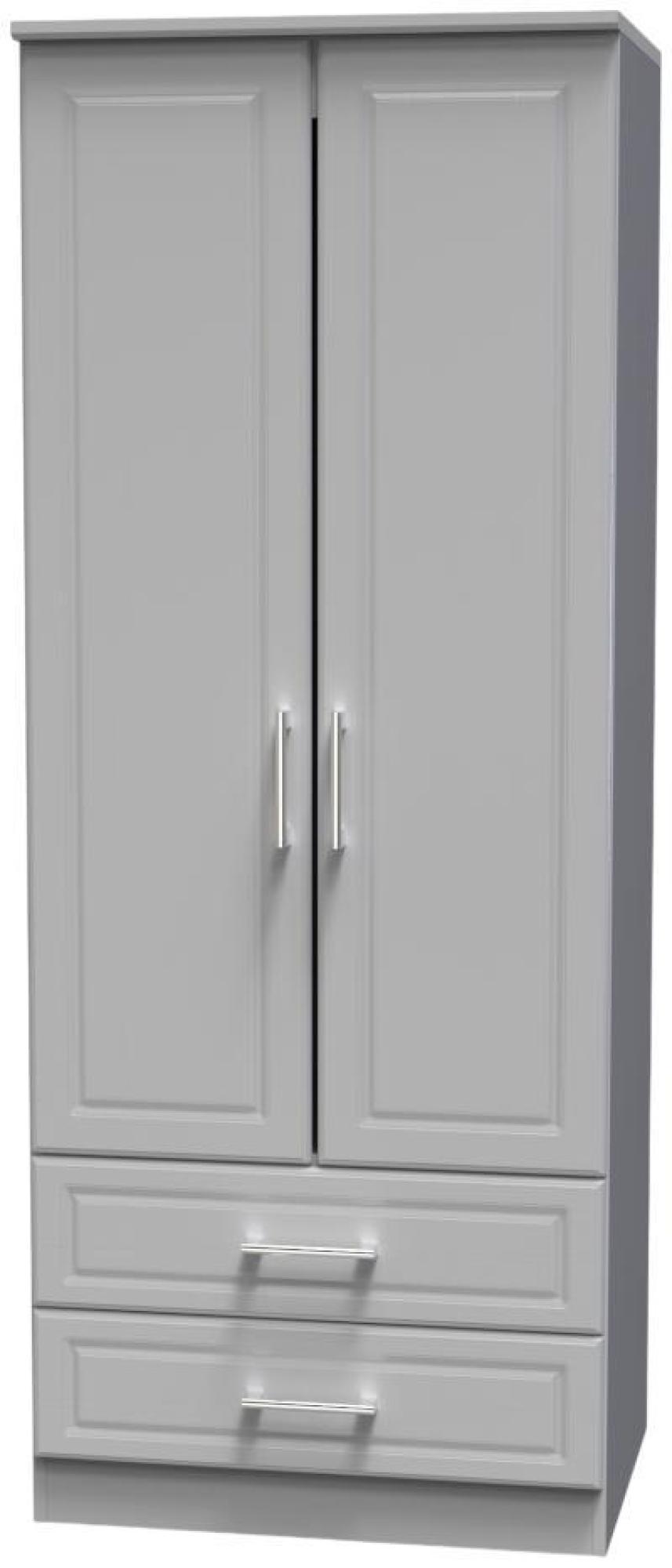 Gina Wardrobe - 2 Door - 2 Drawer - Double - Grey Ash