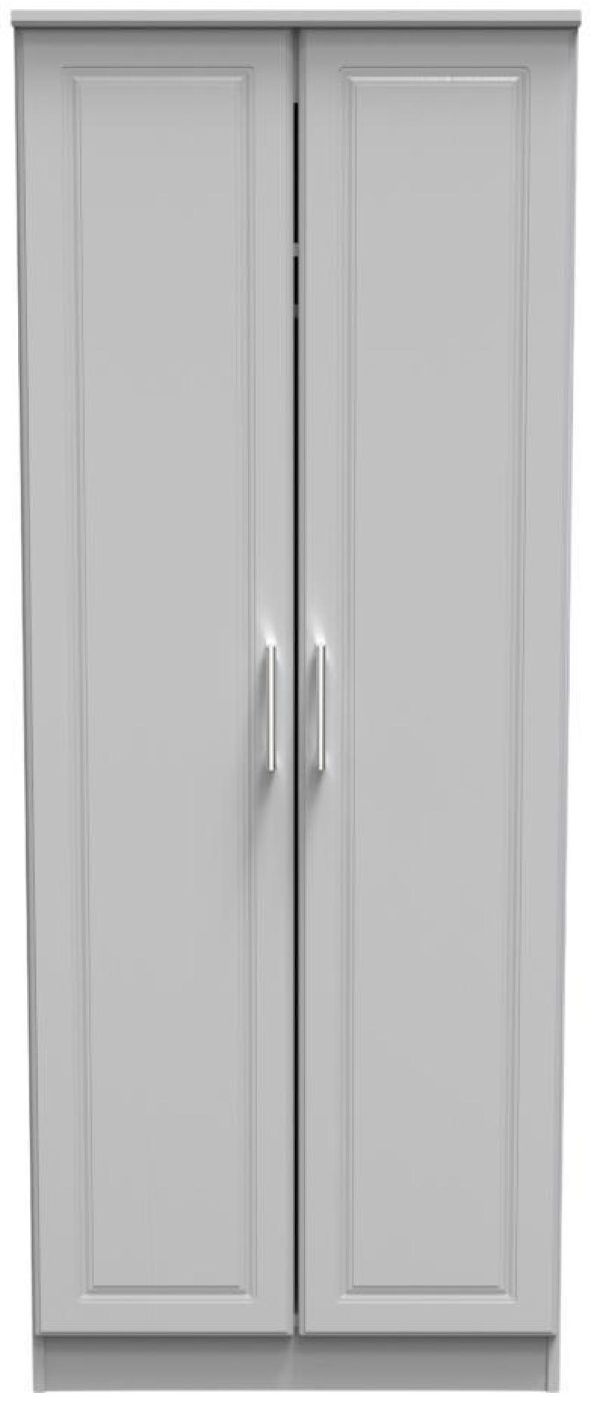 Gina Grey Ash 2 Door Plain Tall Wardrobe