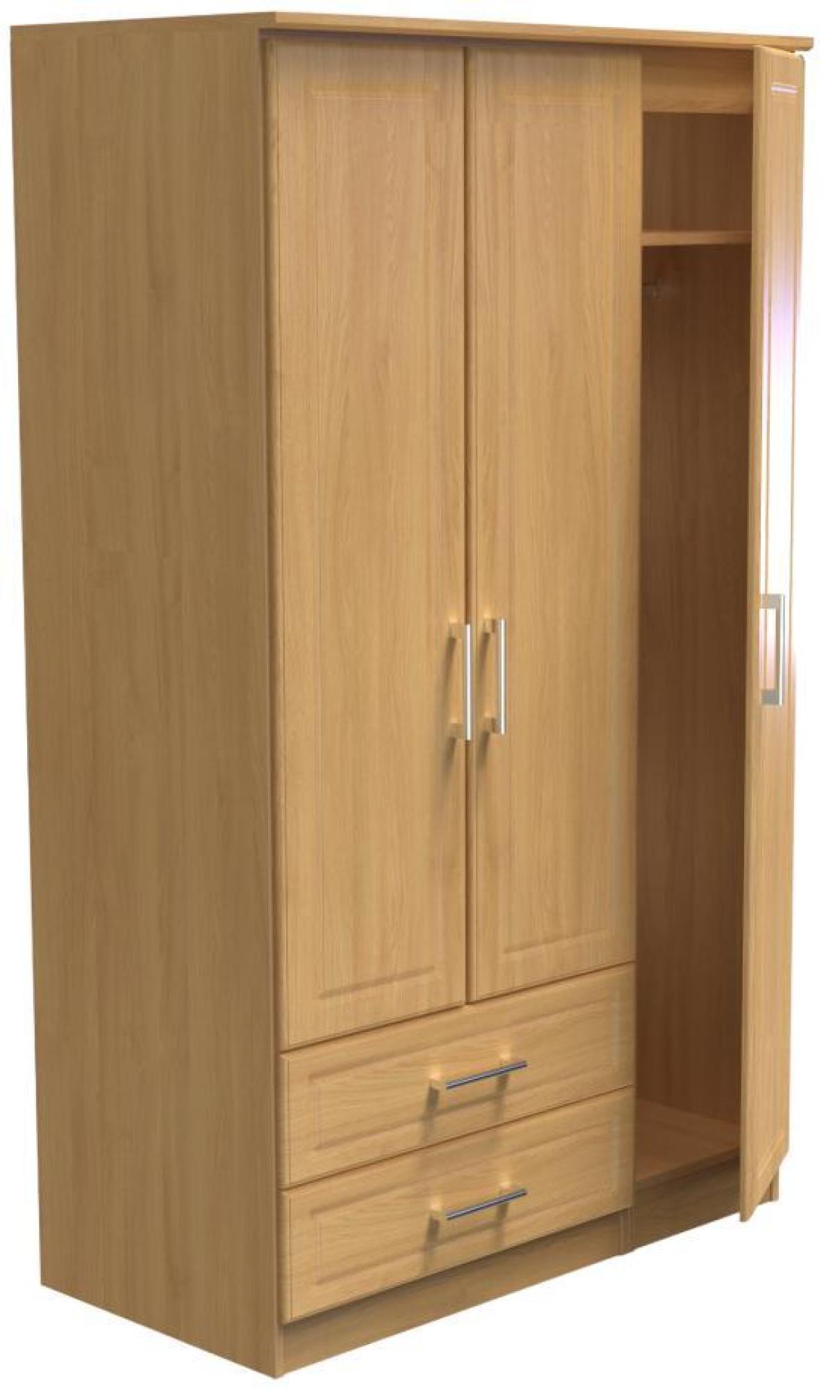 Gina Wardrobe - 3 Door - LHF 2 Drawers - Triple - Oak