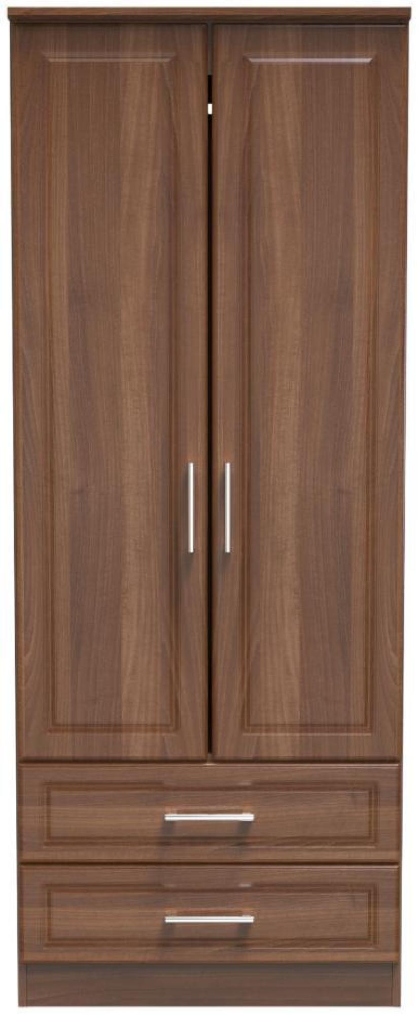 Gina Walnut Effect 2 Door 2 Drawer Double Wardrobe