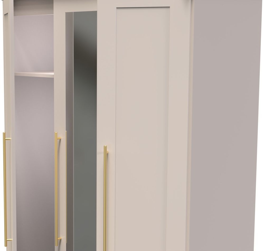 Haworth Wardrobe - 3 Door - Tall Triple - 1 Mirror - Cashmere