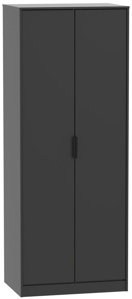 Hong Kong Black 2 Door Plain Tall Wardrobe