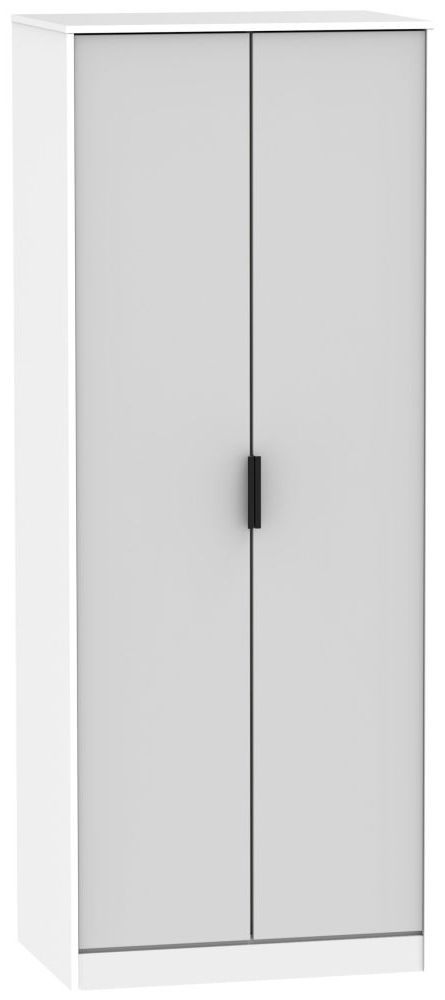 Hong Kong Grey and White 2 Door Plain Tall Wardrobe