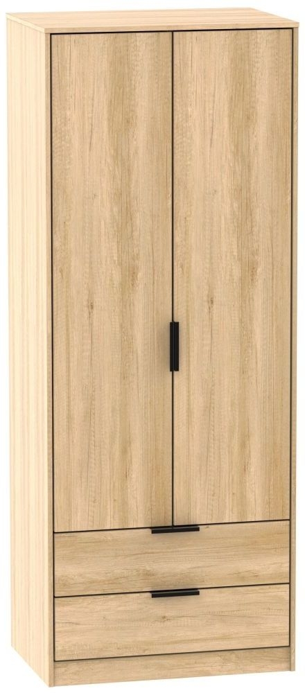 Hong Kong Oak Effect 2 Door 2 Drawer Tall Wardrobe