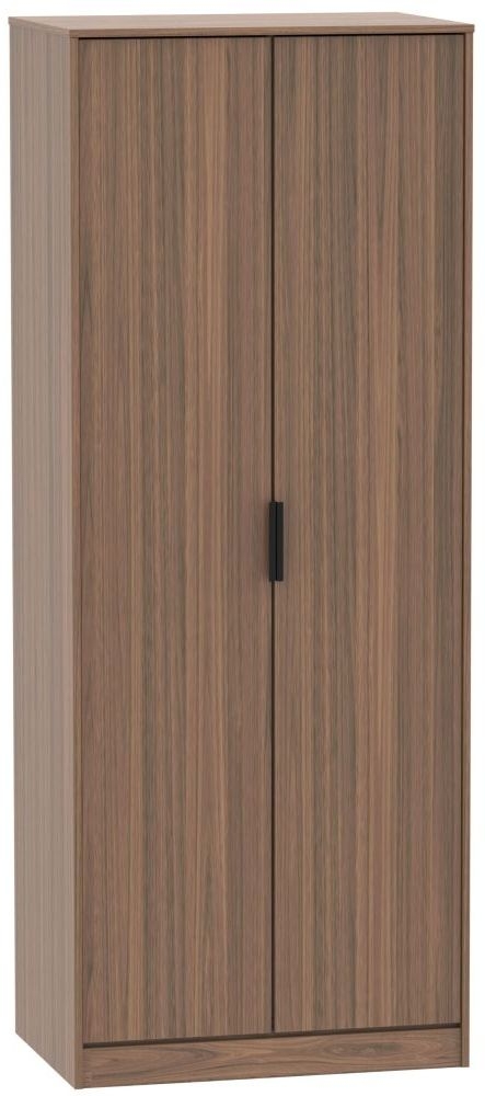 Hong Kong Walnut Effect 2 Door Plain Tall Wardrobe