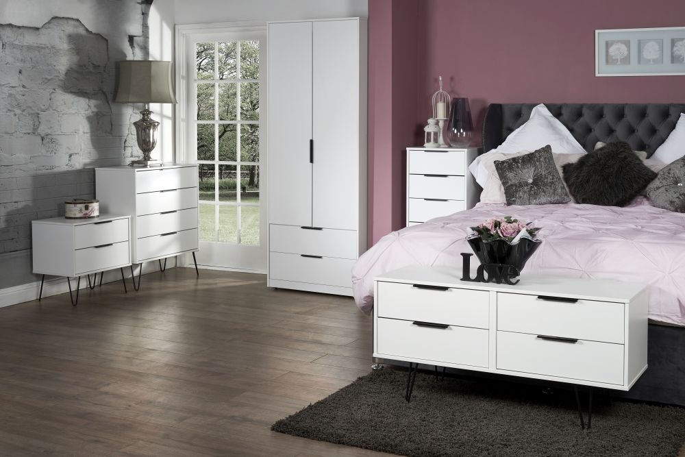 Hong Kong Wardrobe 2 Door - 2 Drawer - Tall - White
