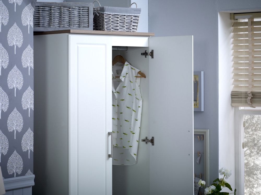 Kent Wardrobe - 2 Door - Plain - White Ash and Oak