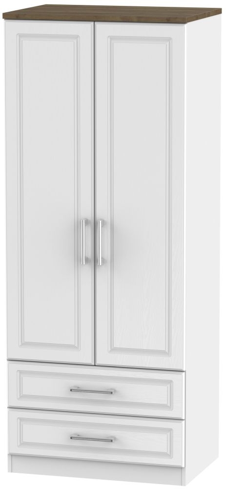 Kent White and Oak 2 Door 2 Drawer Double Wardrobe
