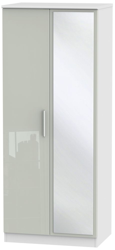 Knightsbridge Cashmere Gloss and White 2 Door Wardrobe - 1 Mirror