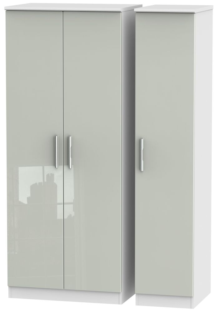 Knightsbridge Cashmere Gloss and White 3 Door Triple Wardrobe