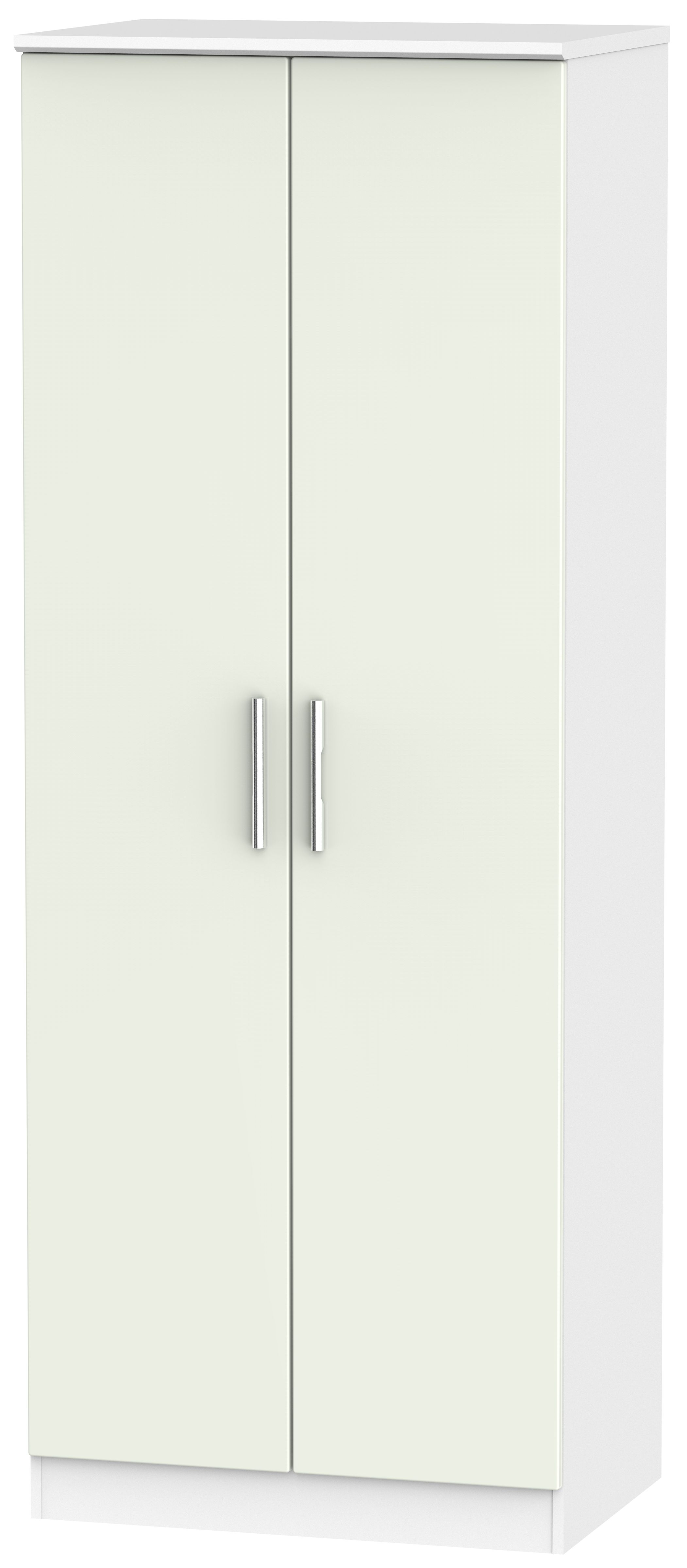 Knightsbridge Cashmere Matt and White 2 Door Plain Tall Wardrobe