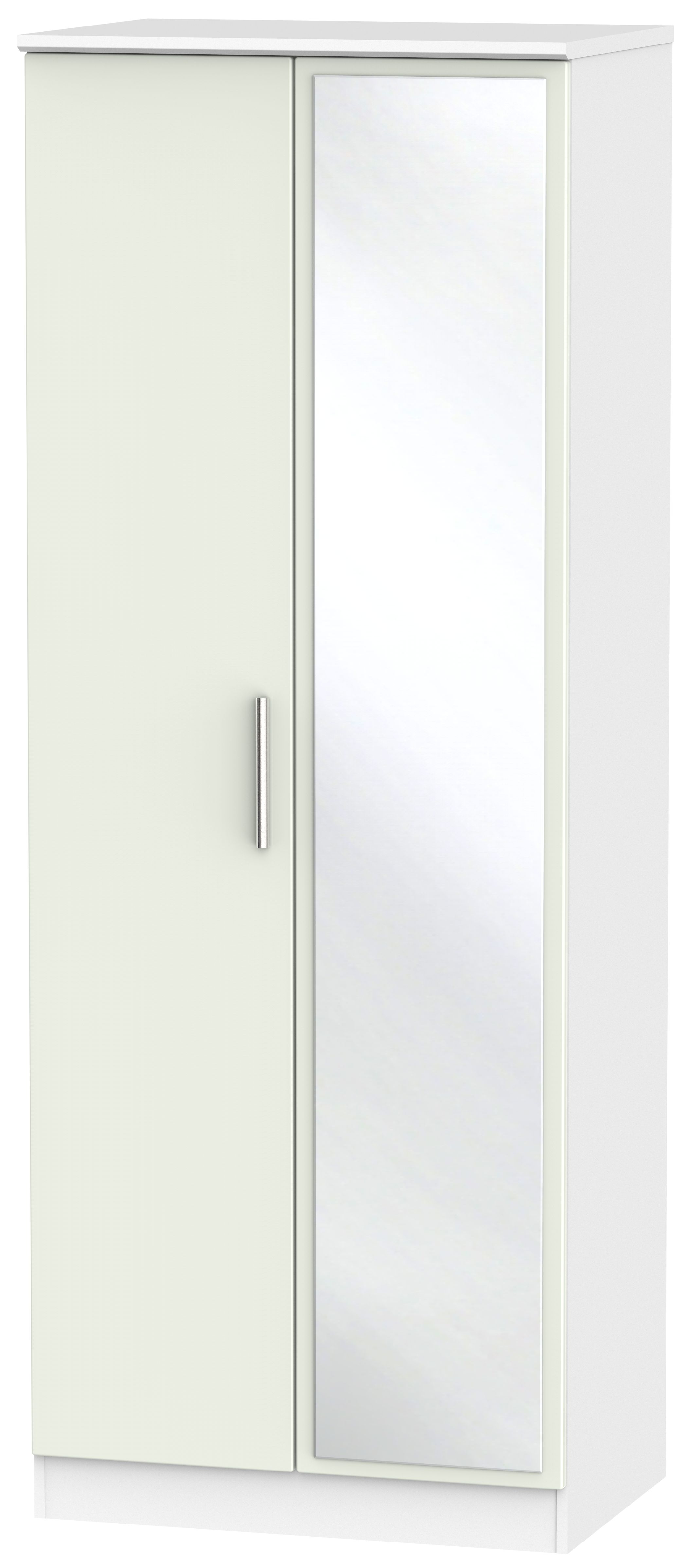 Knightsbridge Cashmere Matt and White 2 Door Tall Wardrobe - 1 Mirror