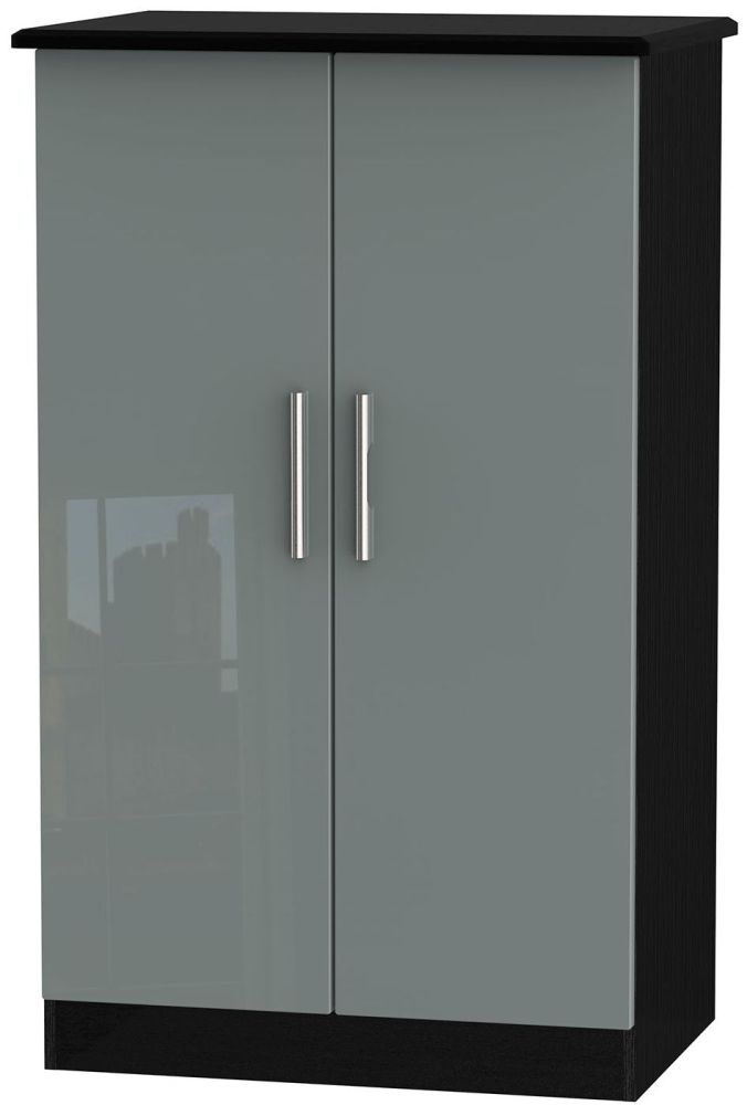 Knightsbridge Grey Gloss and Black Midi Wardrobe