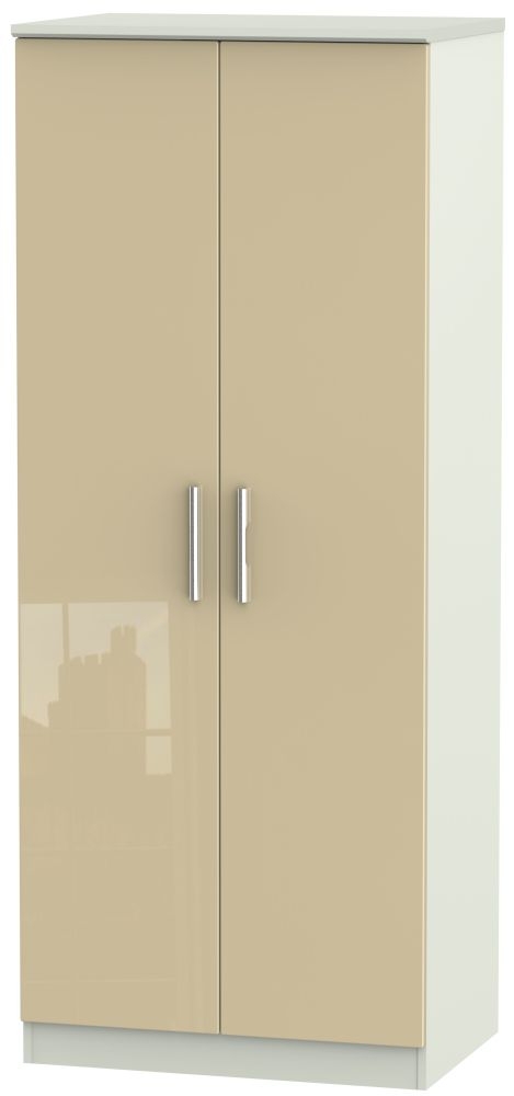 Knightsbridge Mushroom and Cashmere Matt 2 Door Plain Wardrobe
