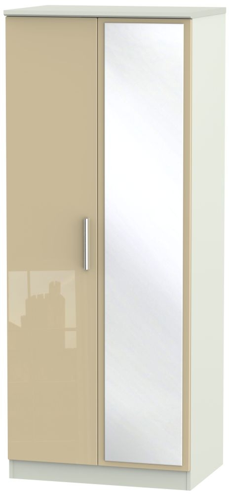 Knightsbridge Mushroom and Cashmere Matt 2 Door Wardrobe - 1 Mirror