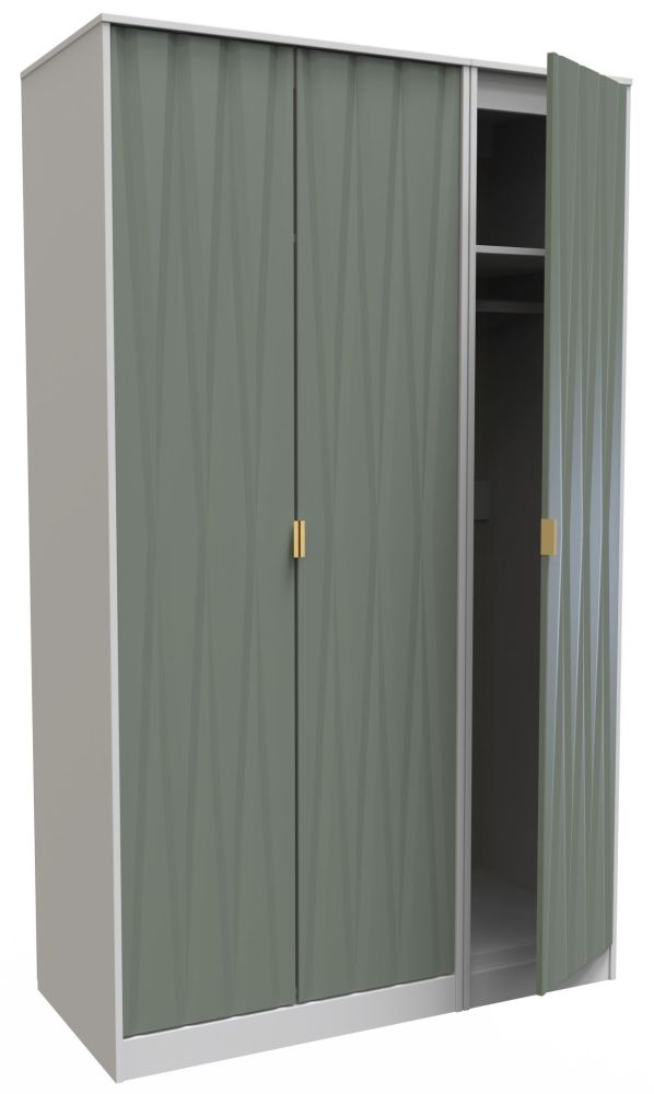 Las Vegas Wardrobe - 3 Door - Tall - Triple - White and Green