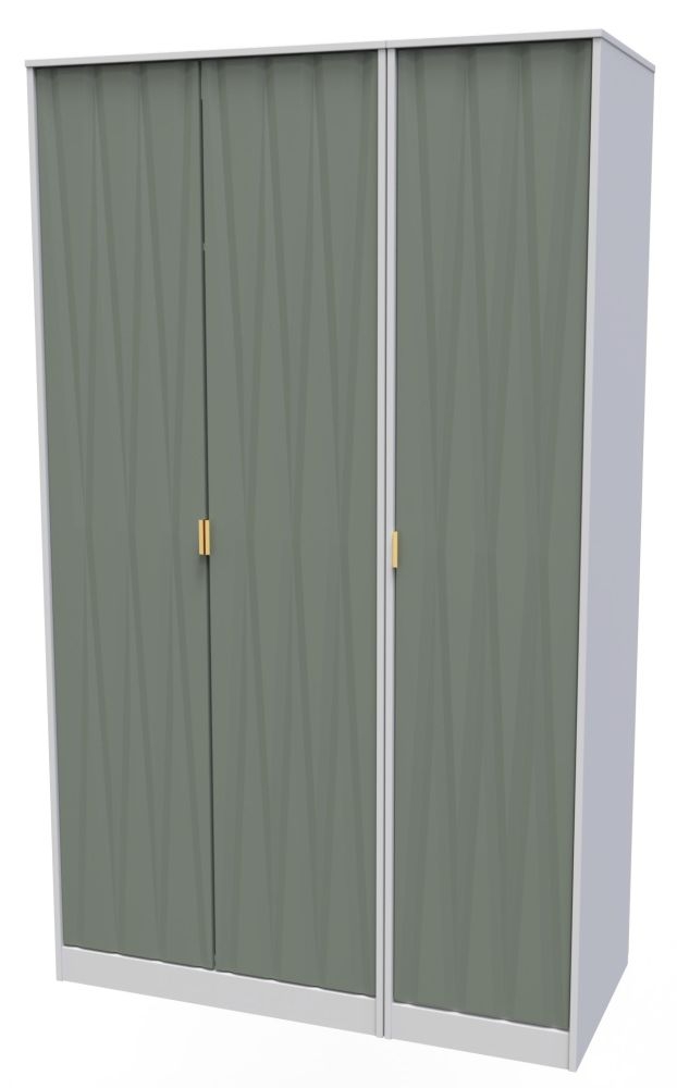 Las Vegas Wardrobe - 3 Door - Tall - Triple - White and Green