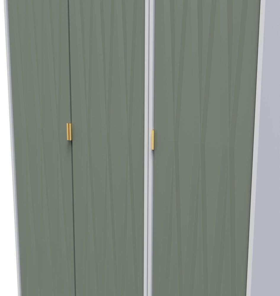 Las Vegas Wardrobe - 3 Door - Tall - Triple - White and Green