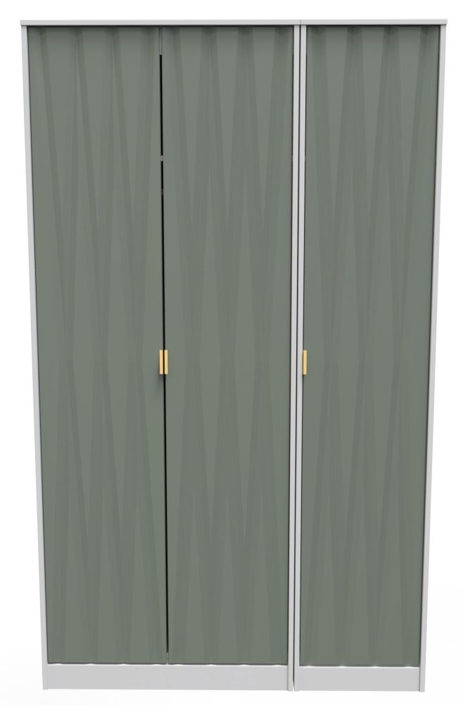 Las Vegas White and Green 3 Door Tall Triple Wardrobe