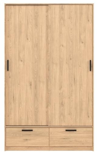 Line Wardrobe - 2 Door - 2 Drawer - Sliding - Oak